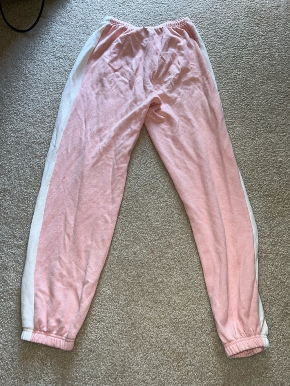 Pink Joggers with White Side Stripes - Casual Sweatpants - Picture 4 of 6